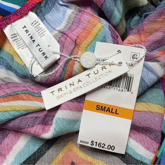 NWT 𝅺TRINA TURK Louvre Short Halter Stripe Dress Size Small - Picture 2 of 11